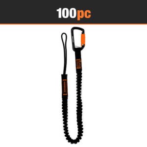 TREMMOR Tool Lanyard 35-51", 15 lb Capacity, Dual Action Carabiner - 100 pack